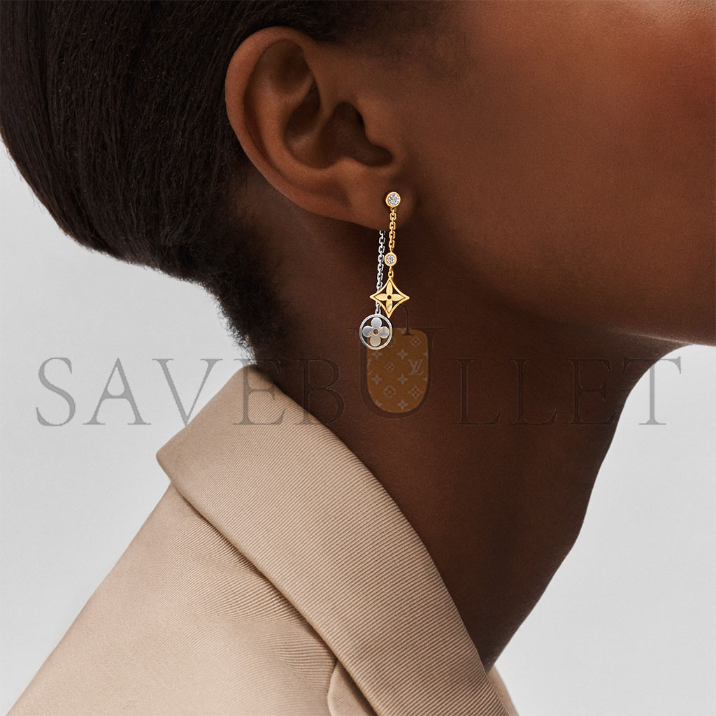 l**is V*t*n idylle blossom three-color gold and diamond long earrings q96413